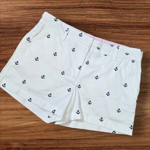 British Khaki Blue and White Anchor Embroidered Shorts